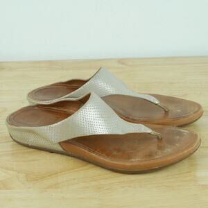Fitflop Size‎ 10 Leather Thong Sandals Comfort Metallic Slip On Beach Resort